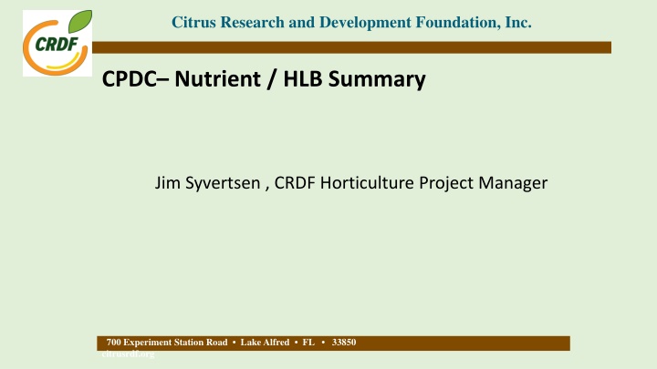 citrus research and development foundation inc