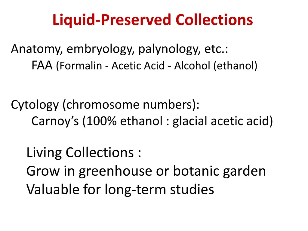 liquid preserved collections