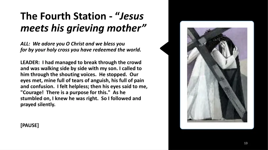 the fourth station jesus meets his grieving mother