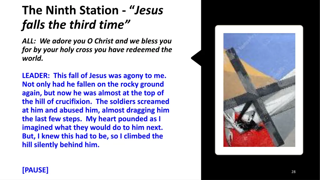 the ninth station jesus falls the third time