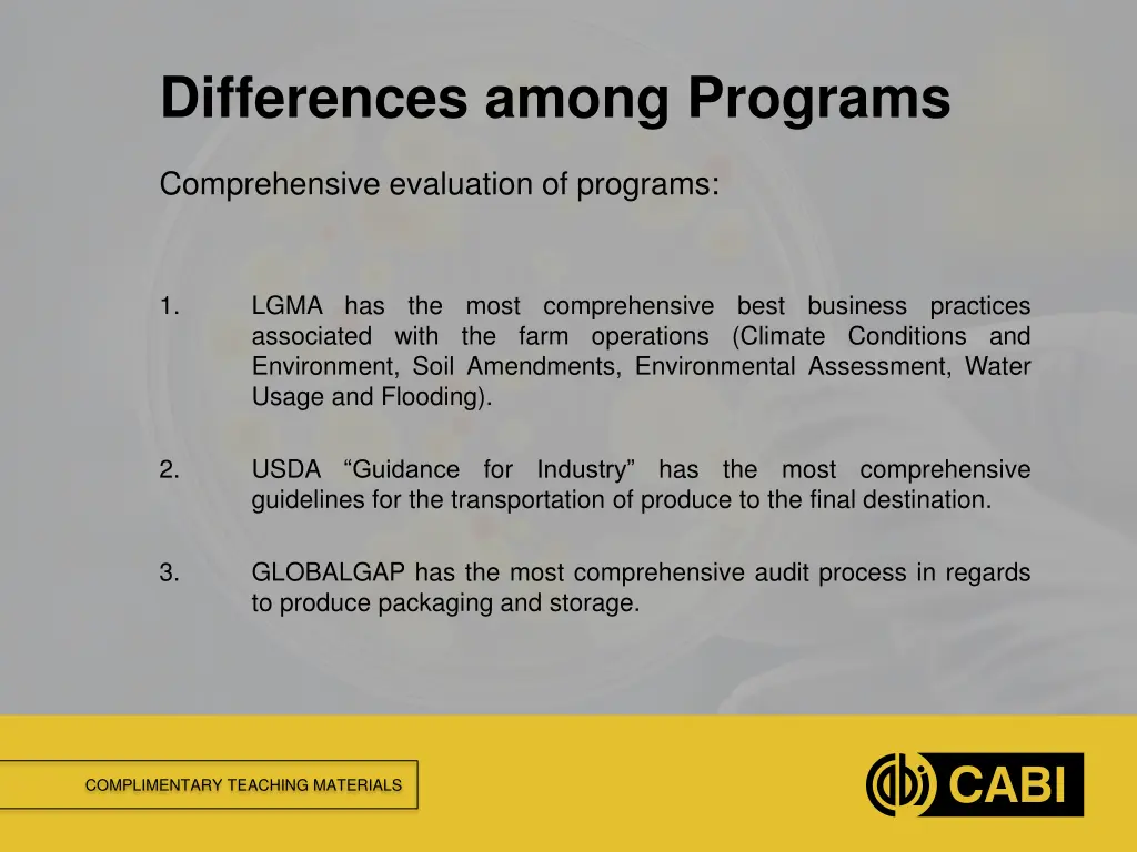 differences among programs