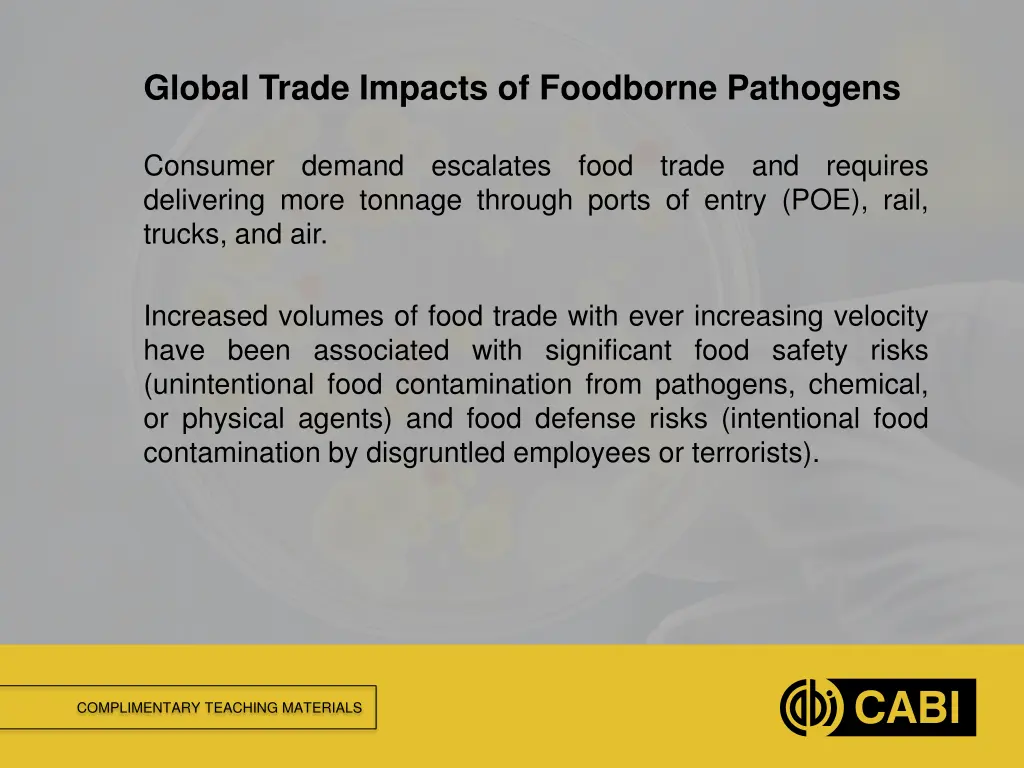 global trade impacts of foodborne pathogens