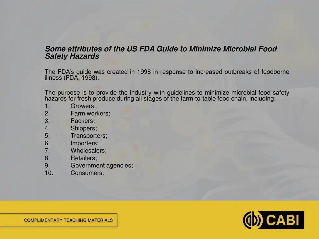 some attributes of the us fda guide to minimize