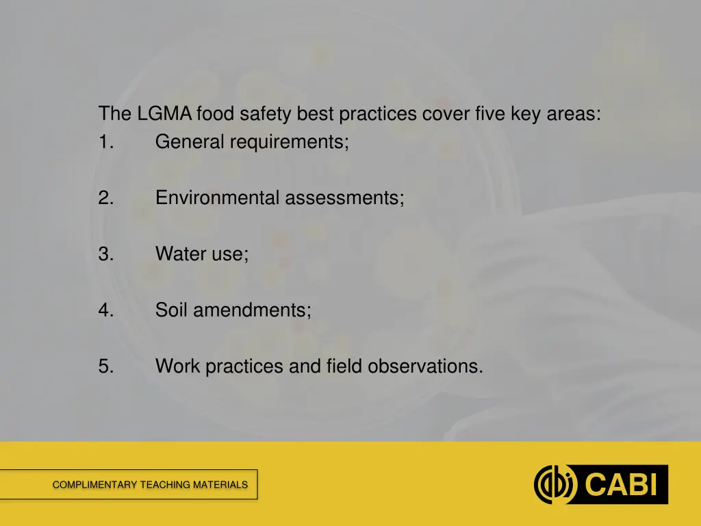 the lgma food safety best practices cover five