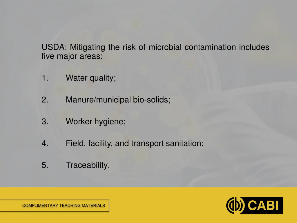 usda mitigating the risk of microbial