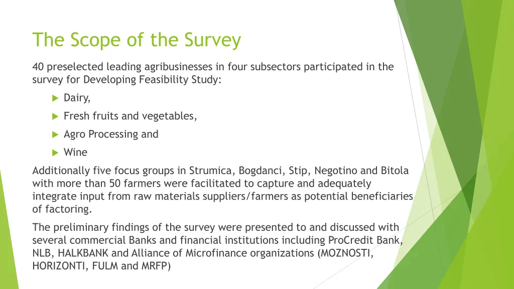 the scope of the survey