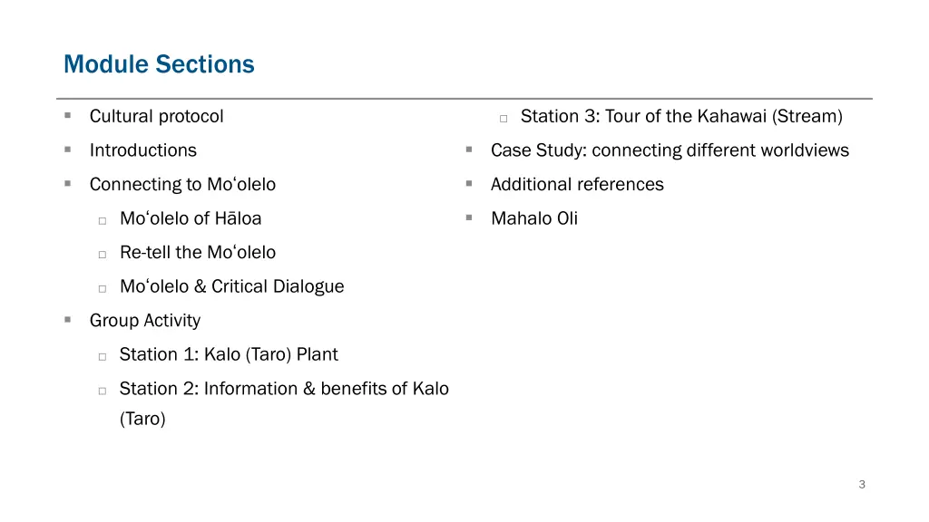 module sections