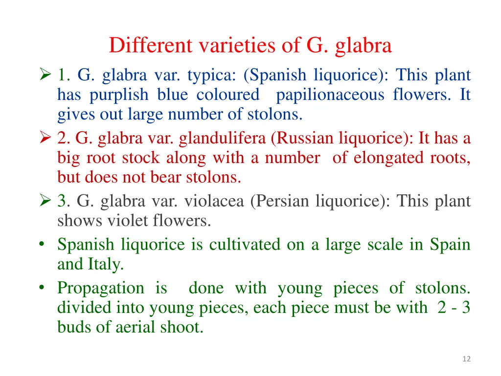 different varieties of g glabra 1 g glabra