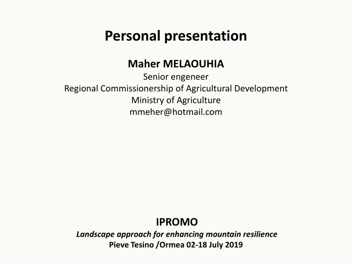 personal presentation