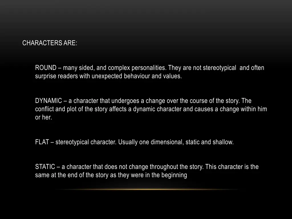 characters are