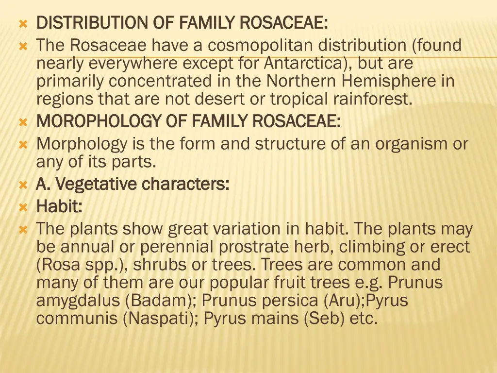 distribution of family rosaceae distribution