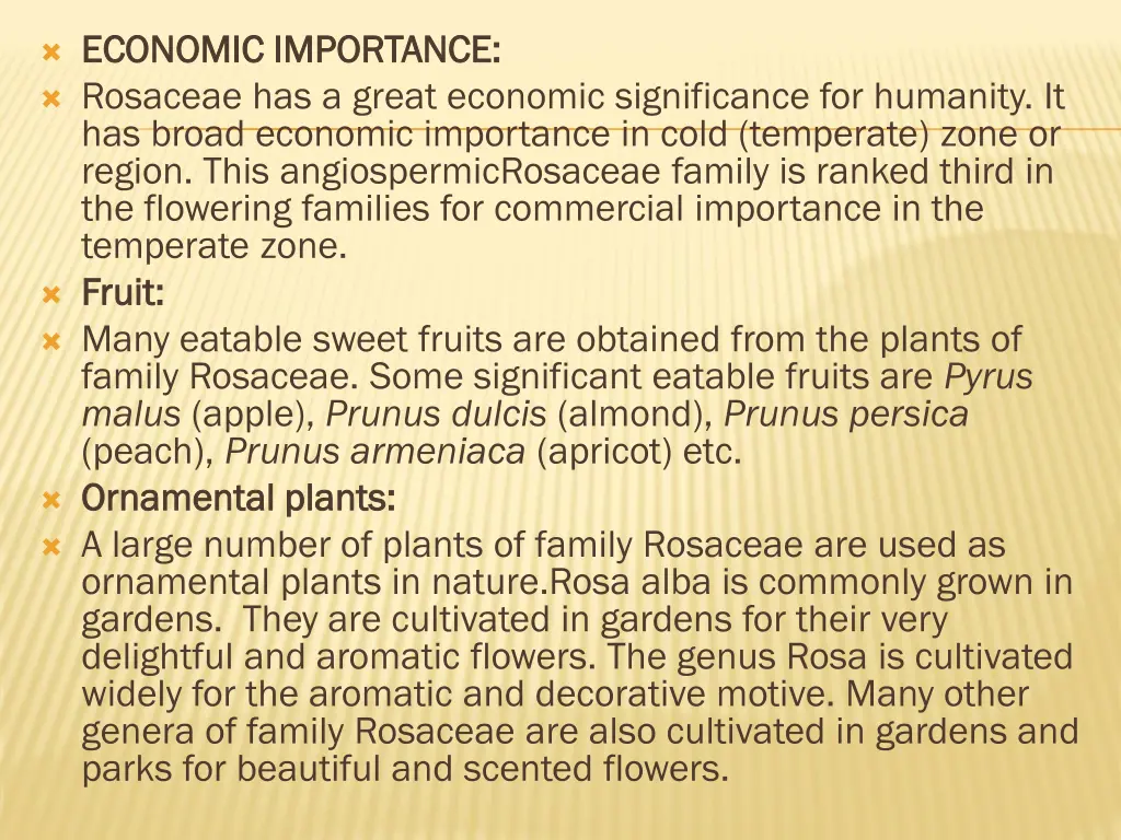 economic importance economic importance rosaceae