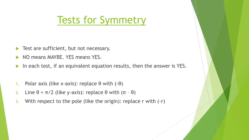 tests for symmetry