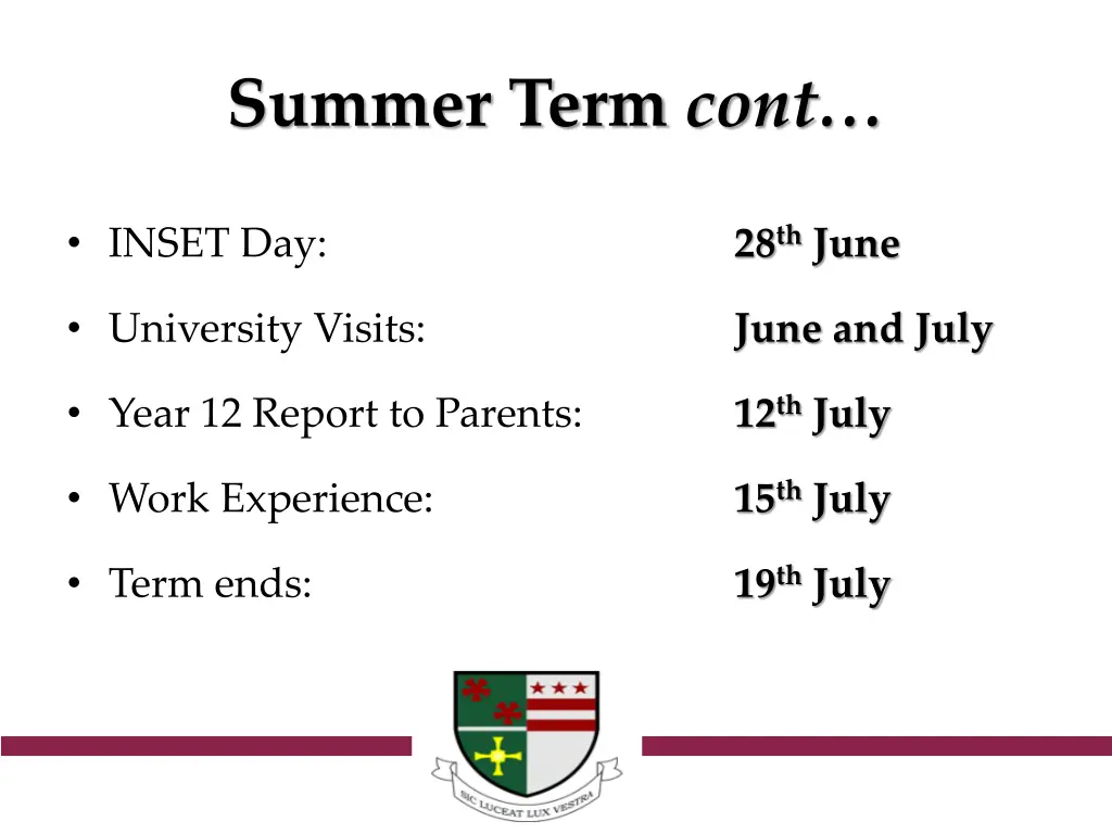 summer term cont