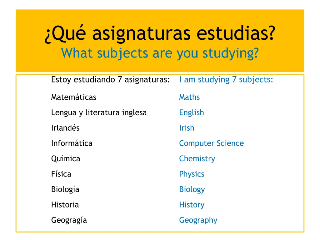 qu asignaturas estudias what subjects