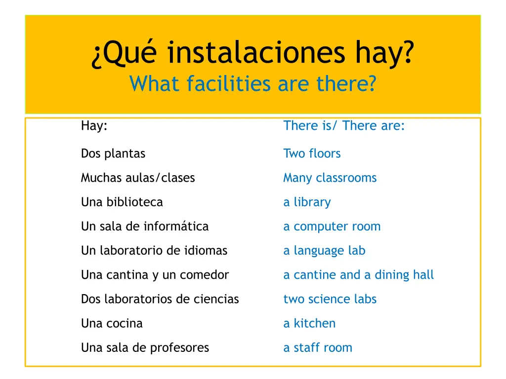 qu instalaciones hay what facilities are there