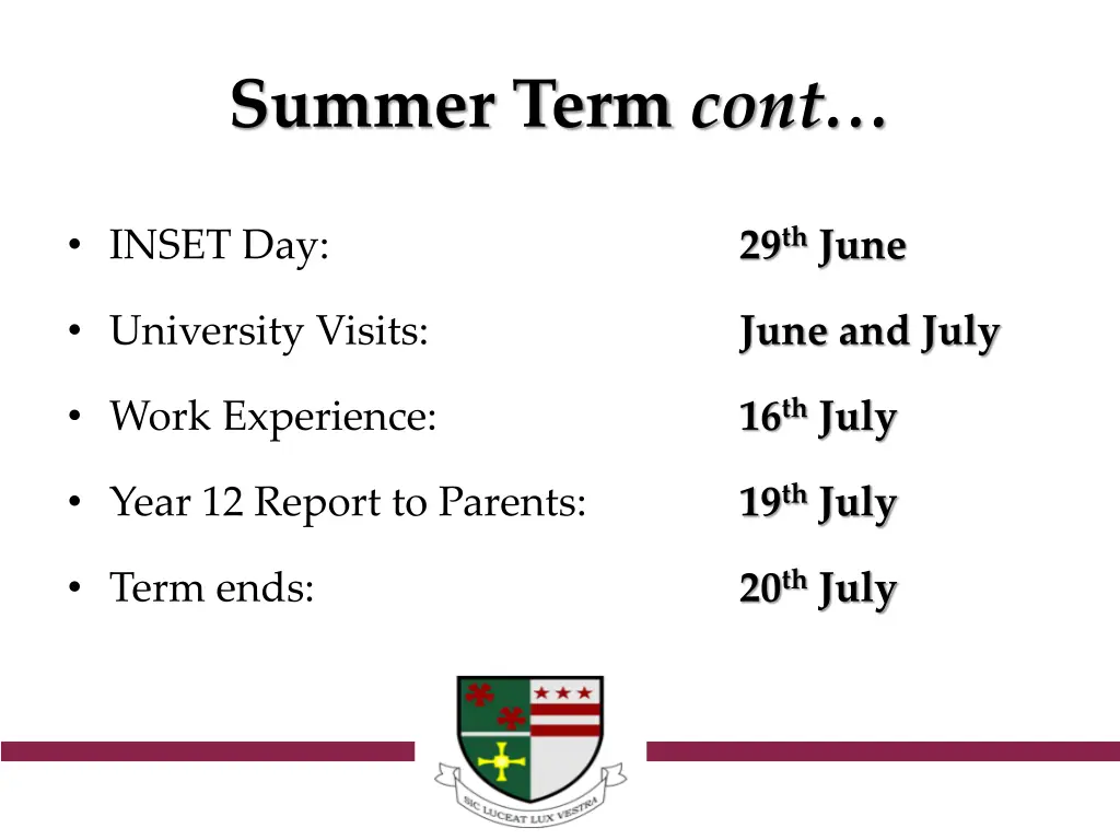 summer term cont