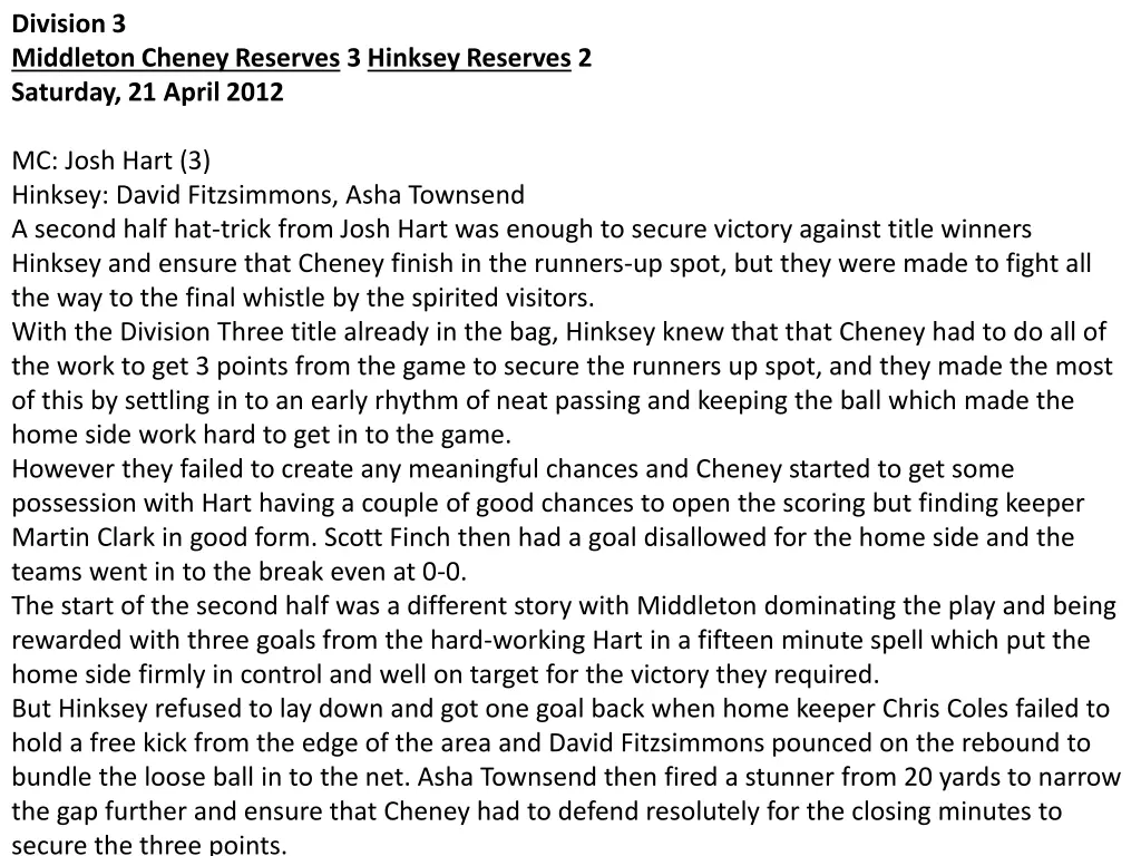 division 3 middleton cheney reserves 3 hinksey