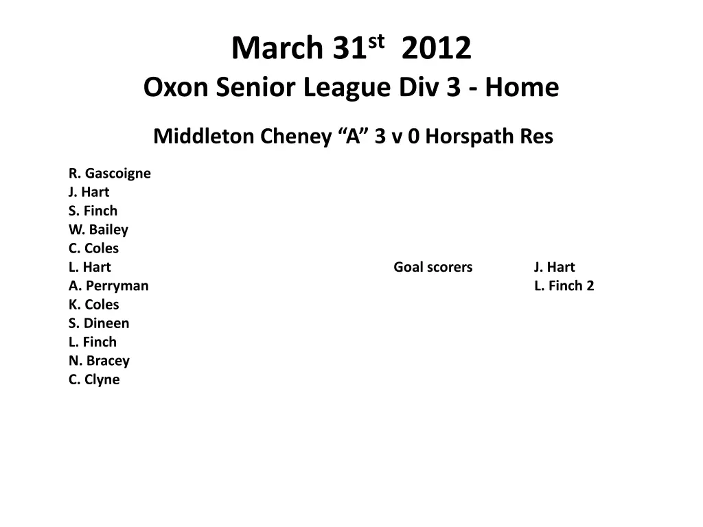 march 31 st 2012 oxon senior league div 3 home