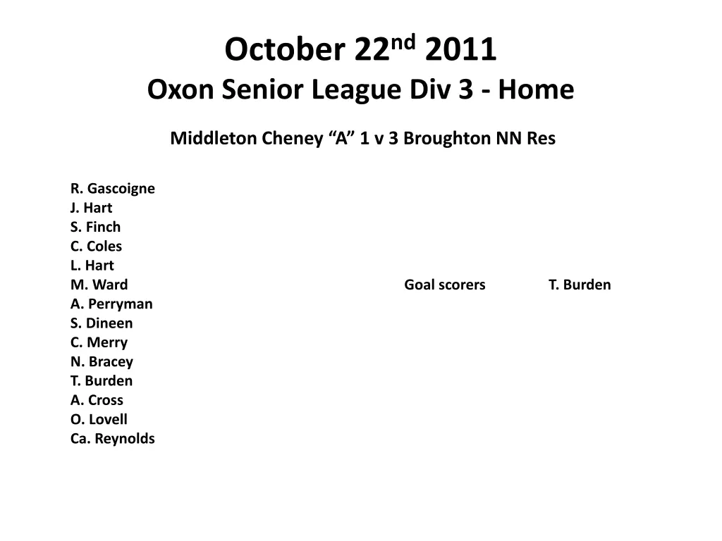 october 22 nd 2011 oxon senior league div 3 home