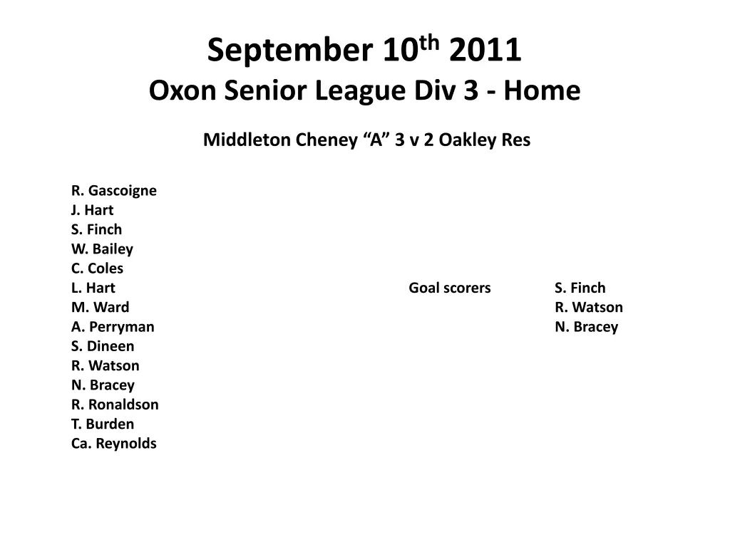 september 10 th 2011 oxon senior league div 3 home