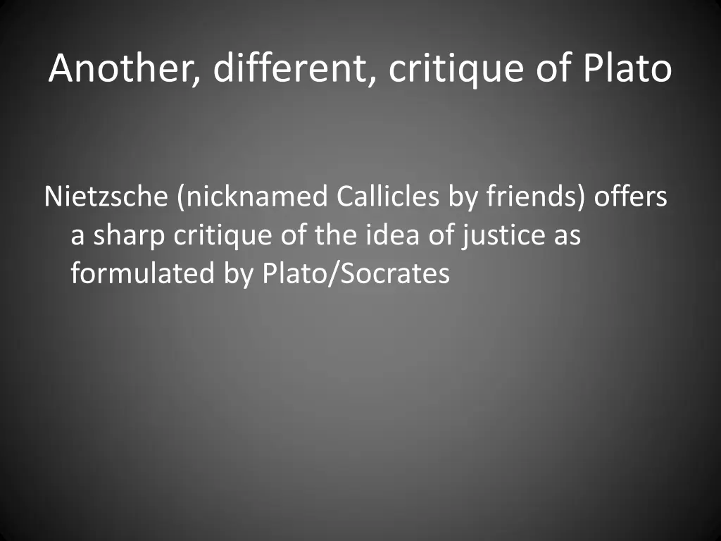 another different critique of plato 1