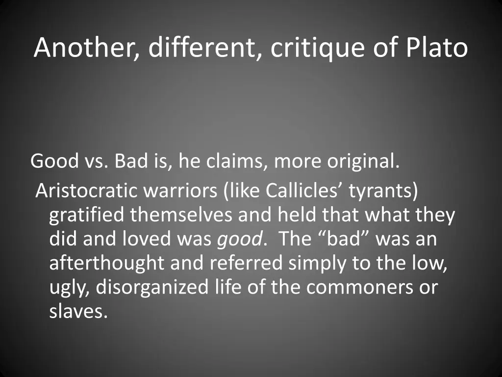 another different critique of plato 3