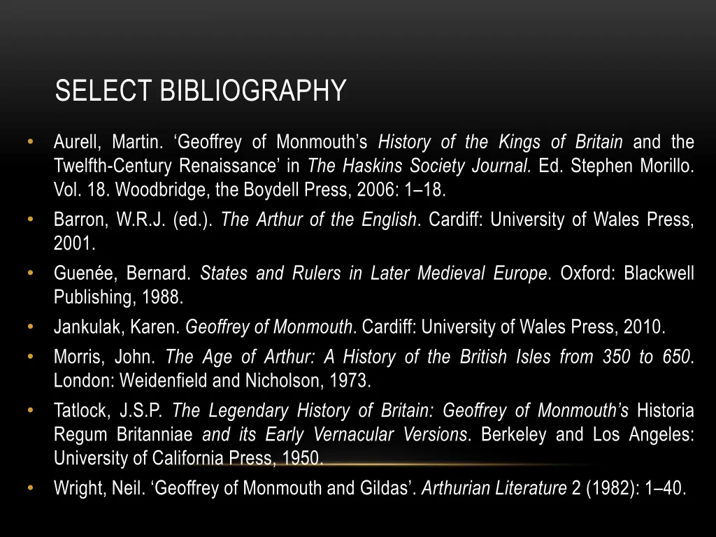 select bibliography