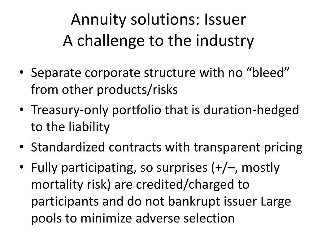 annuity solutions issuer a challenge