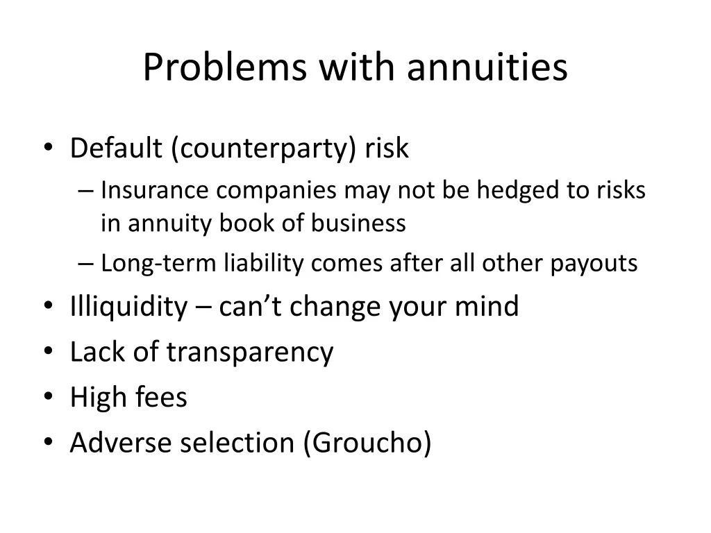 problems with annuities