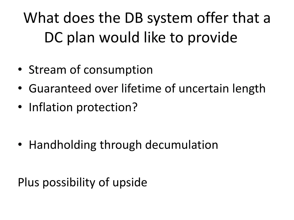 what does the db system offer that a dc plan