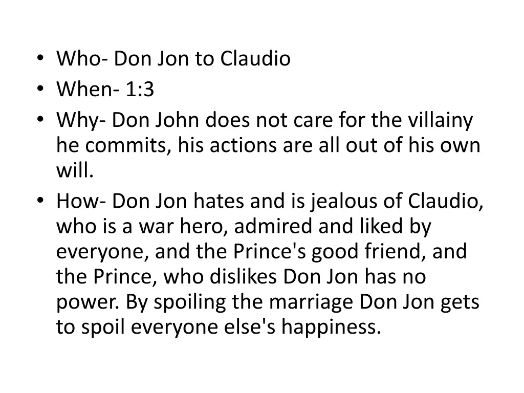 who don jon to claudio when 1 3 why don john does