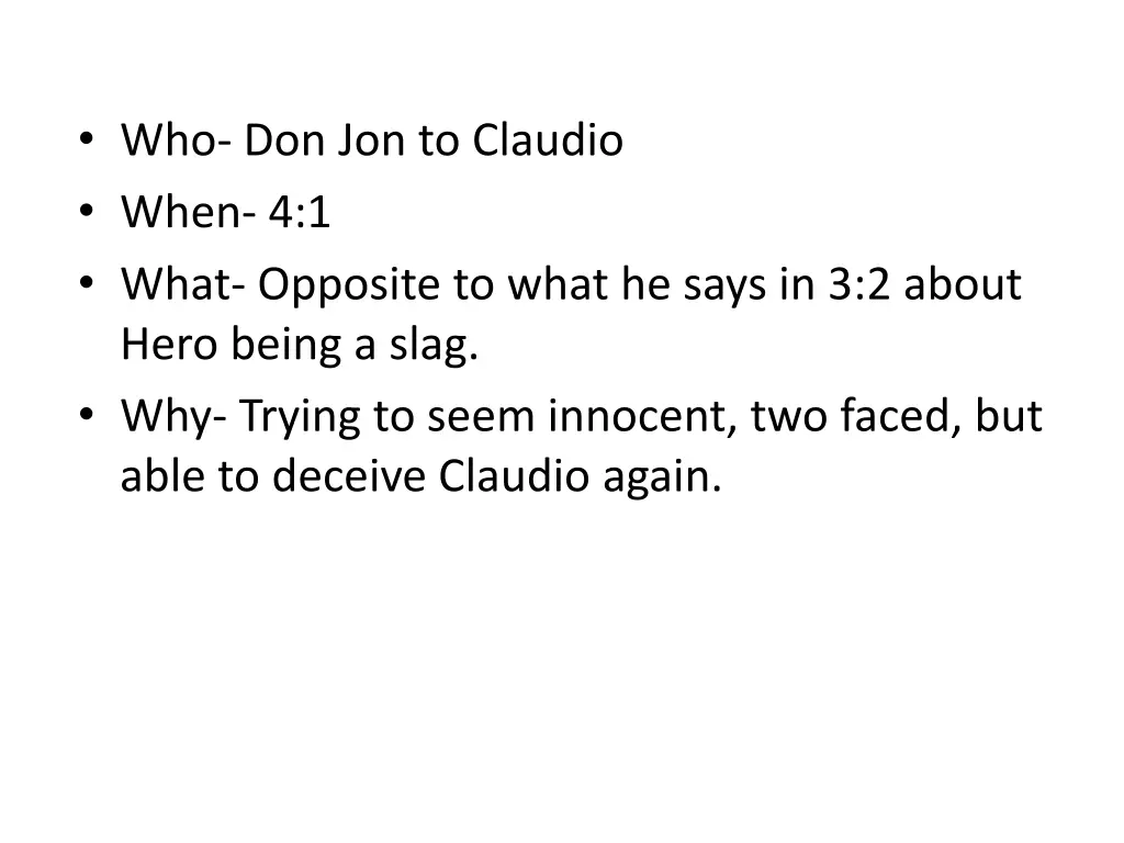 who don jon to claudio when 4 1 what opposite