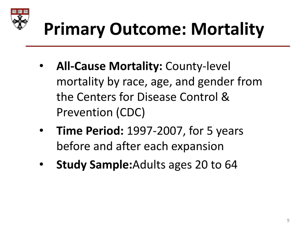 primary outcome mortality