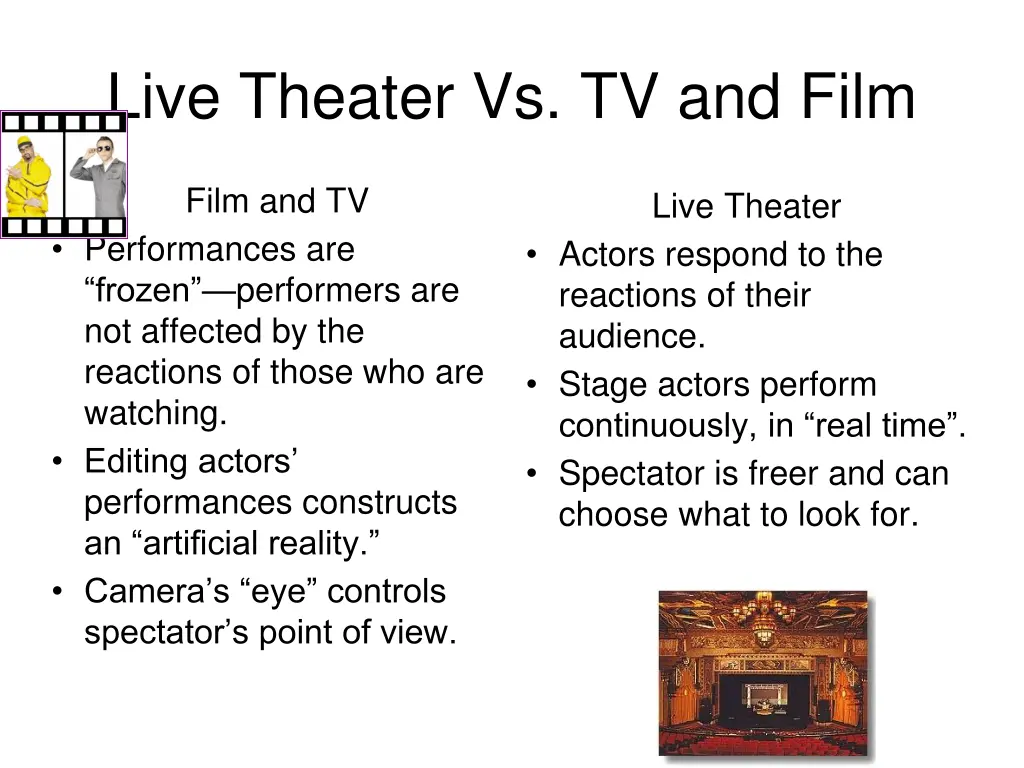 live theater vs tv and film