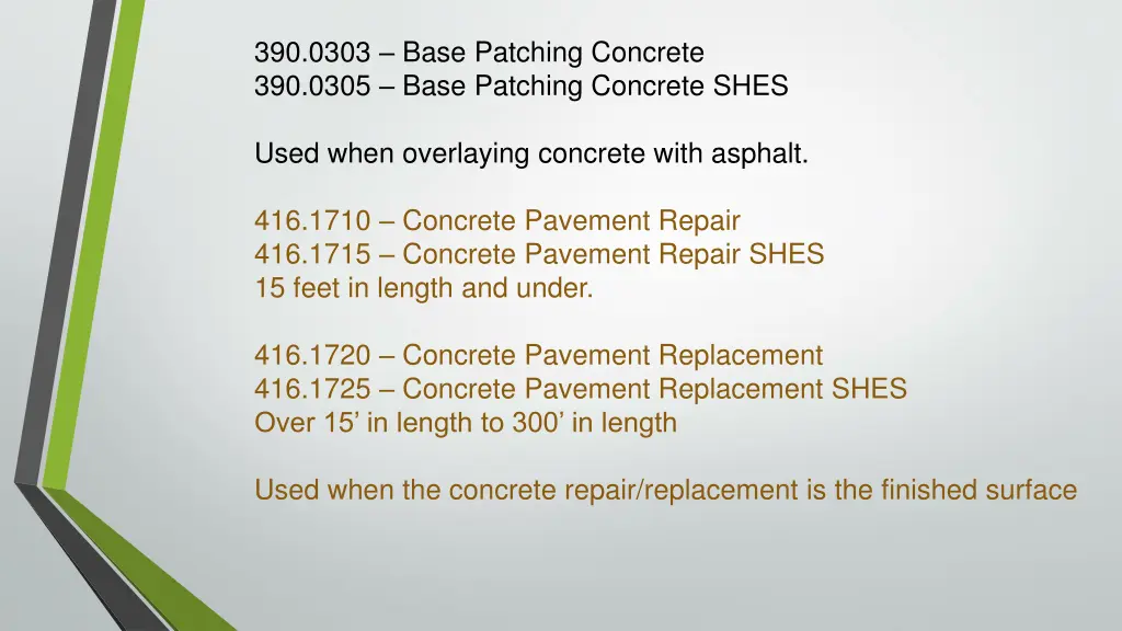 390 0303 base patching concrete 390 0305 base