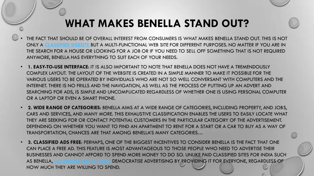 what makes benella stand out