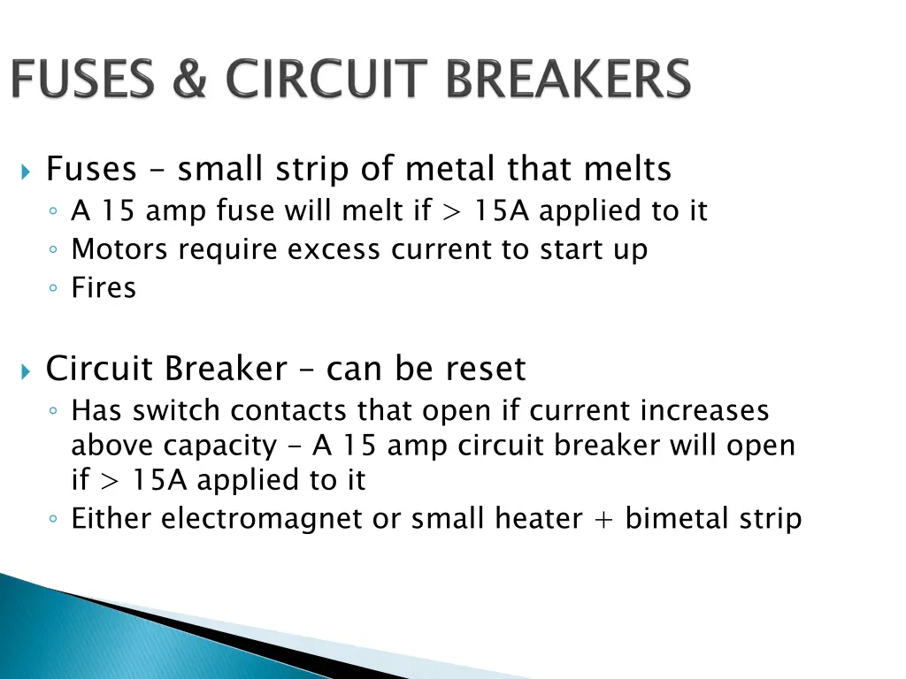 fuses small strip of metal that melts