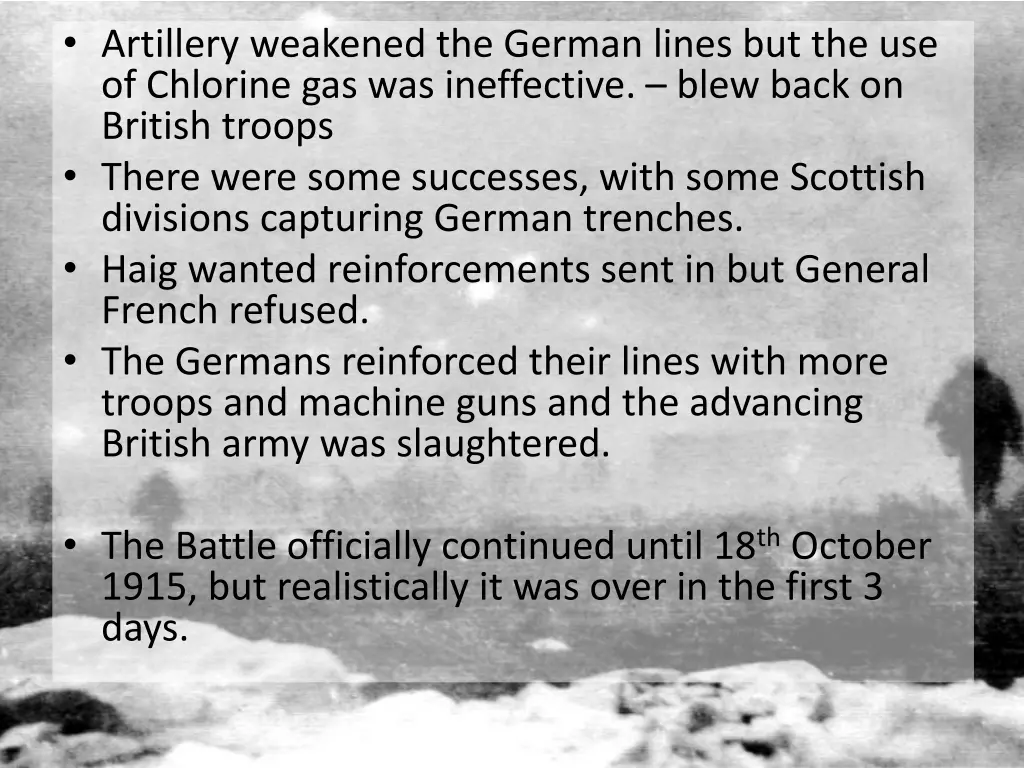 artillery weakened the german lines