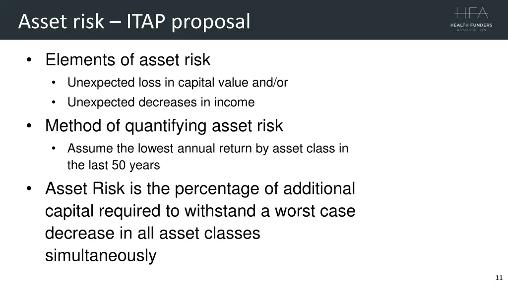 asset risk itap proposal