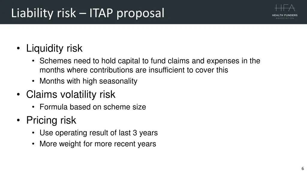 liability risk itap proposal