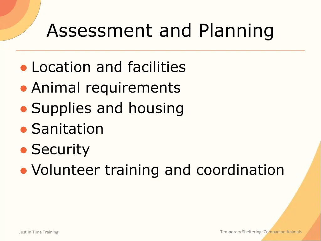 assessment and planning