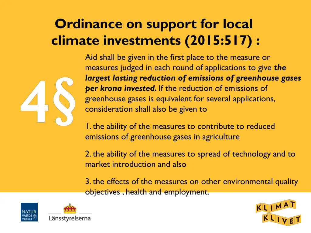 ordinance on support for local climate