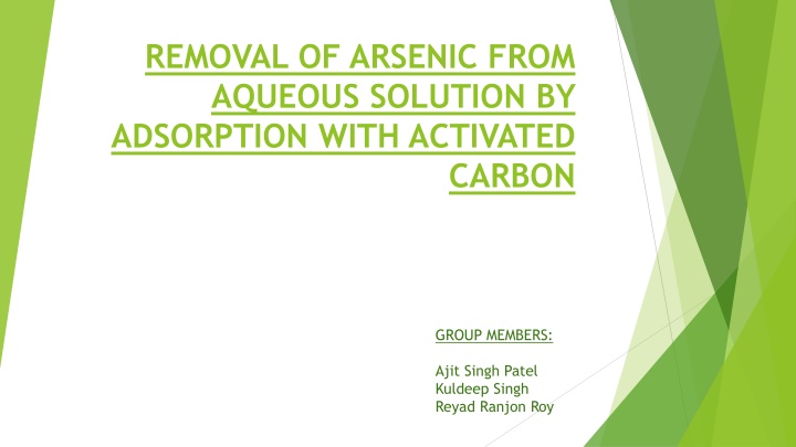 removal of arsenic from aqueous solution