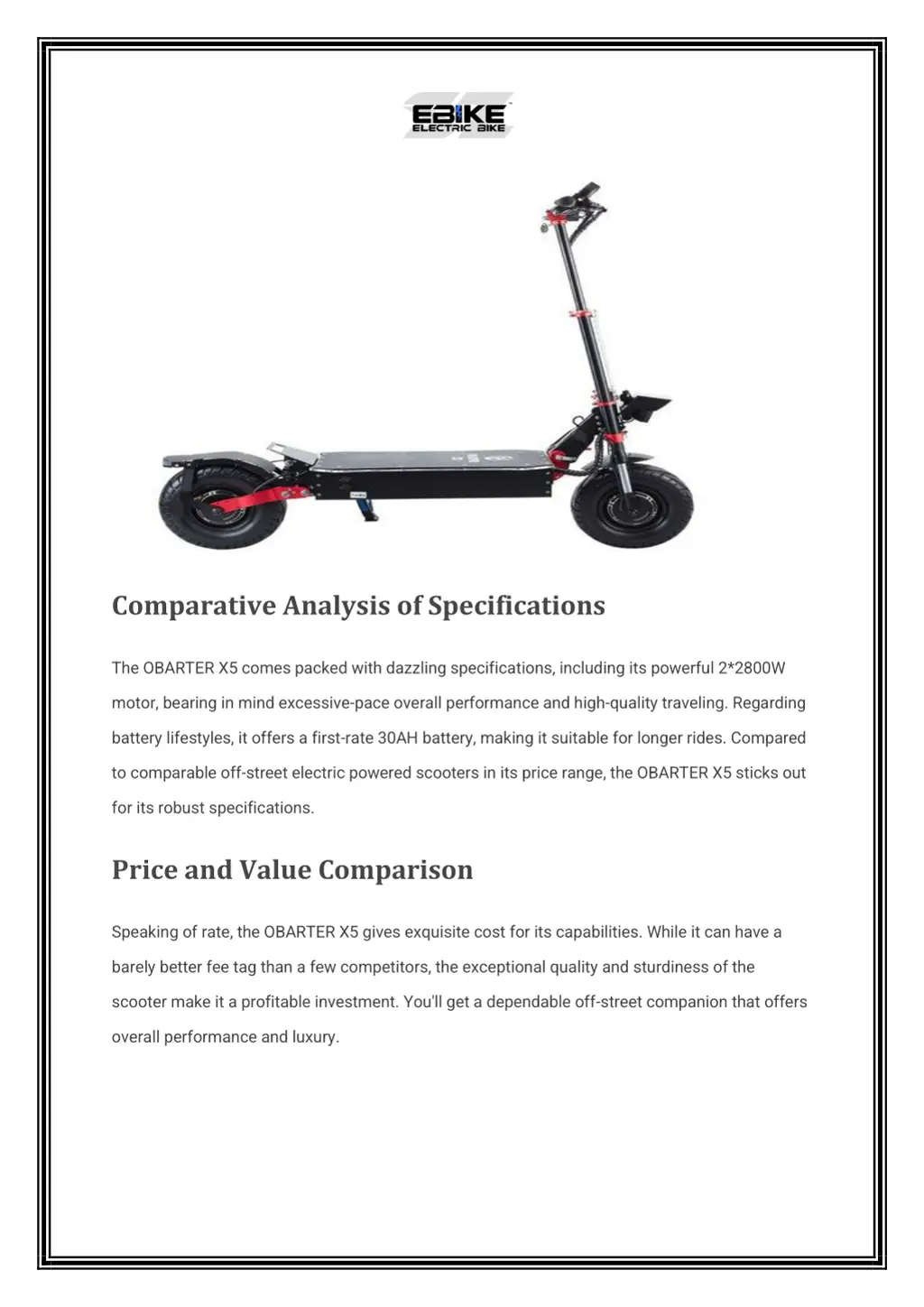 comparative analysis of specifications