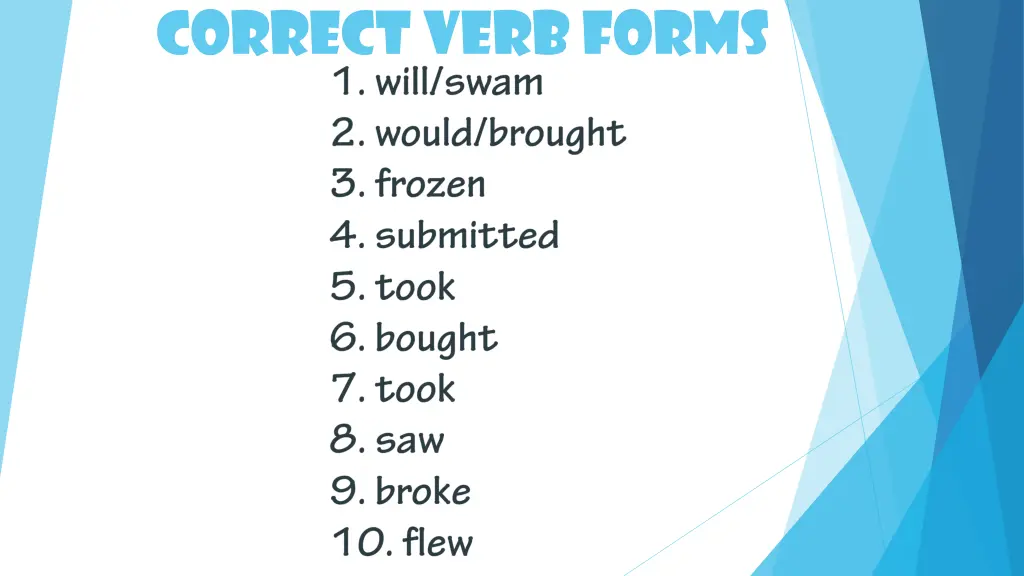 correct verb forms