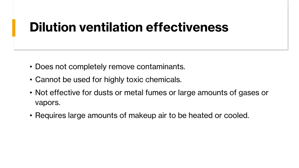 dilution ventilation effectiveness