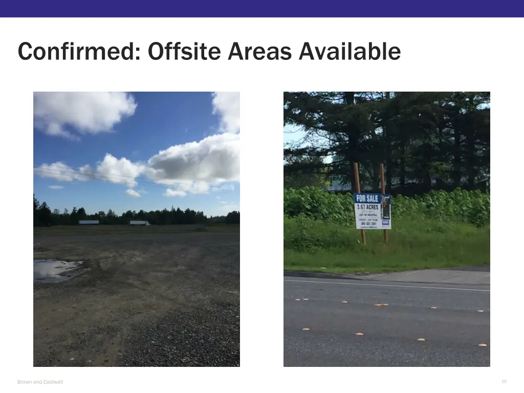 confirmed offsite areas available