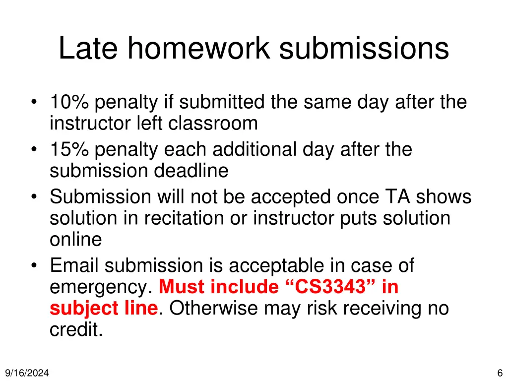 late homework submissions