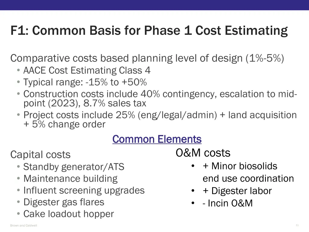 f1 common basis for phase 1 cost estimating